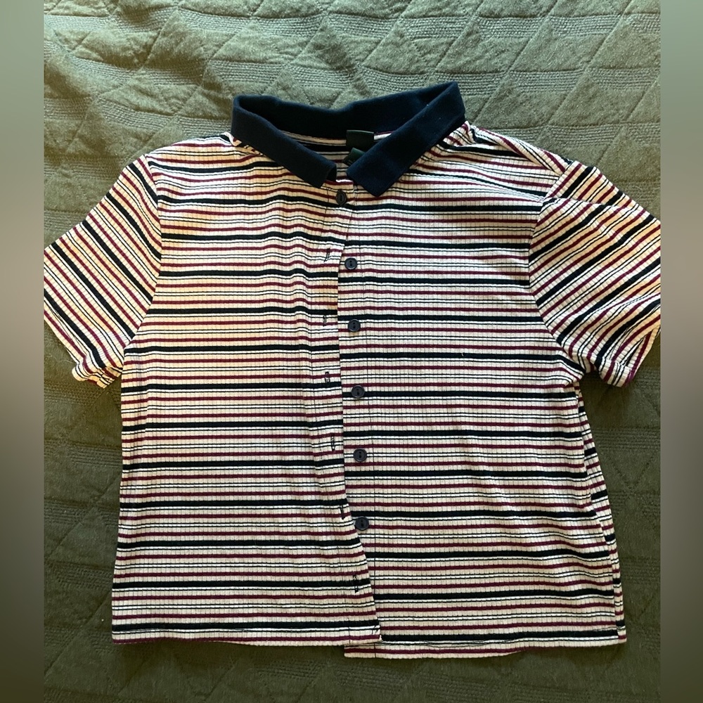 Striped cropped button up shirt